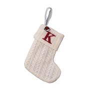 Homeponnew Calcetín de Navidad de punto con diseño de alfabeto de copo de nieve blanco, cuerda colgante para árbol, corona o decoración de ratán, para bolsa de regalo de caramelos, 20 x 10 cm