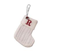 Homeponnew Calcetín de Navidad de punto con diseño de alfabeto de copo de nieve blanco, decoración colgante para árbol, corona o guirnalda, festiva para caramelos, bolsa de regalo para decoración del