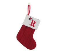 Homeponnew Calcetín de Navidad de punto con diseño de alfabeto de copo de nieve rojo y cuerda para colgar, calcetín decorativo para árbol de Navidad o corona, para bolsa de regalo para niños, 18 x 14