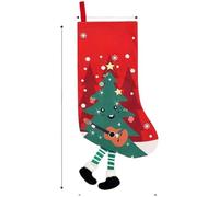 Homeponnew Calcetín de Navidad grande de 44 cm con patrones de Papá Noel, muñeco de nieve, reno y árbol, para decoración de Navidad de tela duradera para regalos en mantel o árbol, estilo navideño