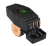Homeponnew Cargador rápido dual USB para manillar de motocicleta con interruptor de encendido/apagado, salida de 18 W + 18 W, entrada de 12 V a 24 V, cubierta impermeable, carcasa de ABS, compatible