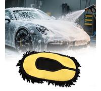 Homeponnew Cepillo de chenilla para lavado de coche con esponja integrada, para cabezal de fregona ultra suave y antiarañazos para detalles automotrices, 27 x 15 cm, amarillo