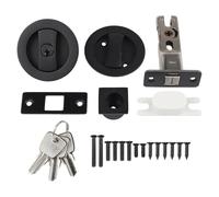 Homeponnew Cerradura de puerta corredera redonda para baño, cierre de gancho integrado de aleación de zinc, compatible con 35-50 mm de grosor, negro mate/oro cepillado/acabado plateado cepillado