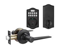 Homeponnew Cerradura de puerta inteligente con huella digital y entrada de contraseña, IP65 impermeable de aleación de zinc sin llave para el hogar u oficina, cuerpo de cerradura ajustable de 60 a 70