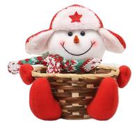 Homeponnew Cesta de Navidad de madera para caramelos con diseño de Papá Noel de dibujos animados, decoración festiva para niños, soporte de mesa rojo y blanco
