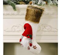 Homeponnew Christfor Mas - Calcetines con cuerda para colgar, tela grande, color rojo, verde y blanco, adorno para chimenea, árbol de Mas, corona o para regalo de caramelos, decoración de Ag en Hofor