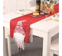 Homeponnew Christfor Mas - Camino de mesa en tela roja y gris con motivo festivo, 33 x 180 cm para M con patas colgantes de 17 cm, mantel Elefor Gant para cena de vacaciones, boda o decoración de