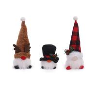 Homeponnew Christfor Mas Glow Gnofor Me - Juego de 3 muñecas hechas a mano con luz de elfo de Papá Noel, adornos para mentores con sombreros de algodón suave, bigotes de imitación y batería Po