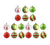 Homeponnew Christfor Mas - Juego de 18 bolas para árbol de Navidad, 6 unidades, con purpurina, color rojo, verde, blanco, plástico, adornos con remolino para diseños de dulces y lunares, decoraciones