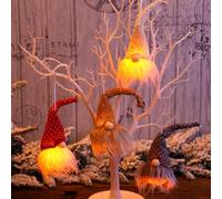 Homeponnew Christfor Mas Light Up Gnofor Me - Juego de 4 muñecas hechas a mano para decoraciones navideñas con ropa de algodón suave y bigotes sintéticos para mesa, estante, cama o árbol, alimentadas