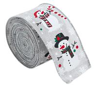 Homeponnew Cinta de Navidad con dibujos animados coloridos de muñeco de nieve y para estampados de caramelos, arpillera y mezcla de satén para lazos, coronas y decoración de árboles, 2 m x 5 cm, rojo