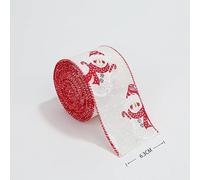 Homeponnew Cinta de Navidad de 2.5 pulgadas x 2 para banda de tela M con patrones festivos rojos y blancos, textura rústica similar al lino para envolver regalos, lazos de manualidades y decoraciones