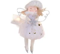 Homeponnew Colgante de ángel de Navidad, falda de tela rosa, adorno para corona de árbol o decoración festiva del hogar, estilo europeo, 15 x 12 cm