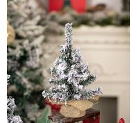 Homeponnew Decoración navideña blanca y 9 cm en tela festiva. Ideal para Navidad. Cuenta con un mini árbol de Navidad. Este árbol de Navidad artificial está diseñado y tiene 9 cm de ancho