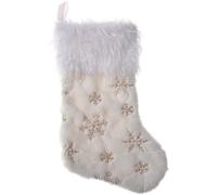 Homeponnew Decoración navideña con purpurina dorada y plateada con patrón de copo de nieve, tela de felpa con lazo para colgar, para árbol, chimenea o armario, 40 x 25 cm