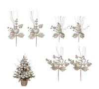 Homeponnew Decoración navideña de 10 cm a 14 cm, con purpurina festiva ideal para Navidad, cuenta con una variedad de diseños elegantes. Este juego incluye 6 decoraciones de Navidad