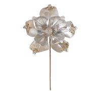 Homeponnew Decoración navideña roja de 25 cm de diámetro, tela de tallo de flores con purpurina, ideal para vacaciones de Navidad. Cuenta con diseño multicapa. Estas flores artificiales de Navidad