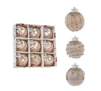 Homeponnew El juego de adornos decorativos de color rojo es de 8 cm. Paquete de espuma para mayor durabilidad, fiable, ideal para Navidad, con detalles iridiscentes para una sofisticada exhibición