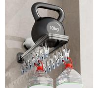 Homeponnew Estante de secado de ropa con ventosa multiclip, plegable, resistente al viento, con gancho giratorio de 360° para objetos pequeños, cocina, balcón, organización de almacenamiento, color