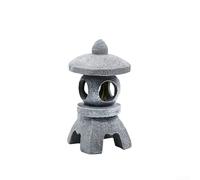 Homeponnew Farol LED de pagoda con energía solar, diseño de piedra de resina, camino de jardín, decoración oriental zen (B)