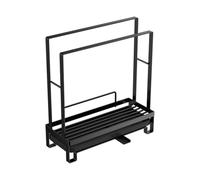 Homeponnew Fregadero de cocina de acero inoxidable con bandeja de drenaje, soporte para esponja y colgador de toallas para encimera, 27 cm, negro y negro B