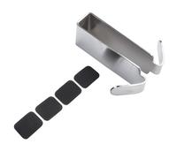 Homeponnew Ganchos dobles para puerta de ducha de cristal, acero inoxidable 304, para pared de cristal de baño, 8-15 mm de grosor, no requiere taladrar, plateado, 7 x 2,6 cm