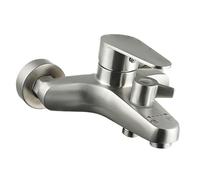 Homeponnew Grifo mezclador de ducha de acero inoxidable montado en la pared con agujeros dobles para agua caliente y fría, entrada estándar G1/2