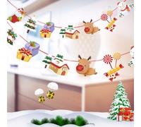 Homeponnew Guirnalda de cartón para colgar de Navidad, 2,5 m, decoración para árbol, chimenea, pared, fiesta de Navidad, Papá Noel, alce, calcetín, diseño múltiple