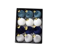 Homeponnew Juego de 12 bolas colgantes para árbol de Navidad, adornos de plástico flocado en rosa, rojo, verde, dorado, azul, plateado y blanco para decoraciones de vacaciones y fiestas de Navidad