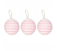 Homeponnew Juego de 3 adornos de bolas de árbol de Navidad de 8 cm, decoraciones colgantes de espuma para decoración festiva en rosa, azul, blanco, colorido, ideal para el hogar, oficina, bodas y
