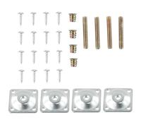 Homeponnew Juego de 4 placas de fijación para patas de muebles de hierro con 4 tornillos M8 x 50 mm de madera a metal y 16 tornillos de montaje, diseño nivelado o angulado para sofás