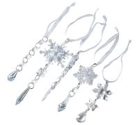 Homeponnew Juego de 5 adornos colgantes de copo de nieve acrílico transparente para árbol de Navidad, decoración de ventana y mantel en Modern Mi