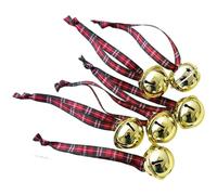Homeponnew Juego de 6 adornos de campana escocesa de Navidad, campanas colgantes a cuadros rojos con cuerda de 15 cm para árbol, corona y decoración navideña, para una construcción de hierro duradera