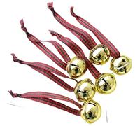Homeponnew Juego de 6 adornos de campana escocesa de Navidad con patrón de cuadros rojos, cuerda de 15 cm para colgar en árboles, coronas o exhibiciones navideñas, para una construcción de hierro