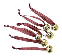 Homeponnew Juego de 6 adornos de campana escocesa de Navidad, patrón rojo y rojo y verde, para hierro duradero con cuerda colgante de 15 cm para árbol, corona y decoración del hogar