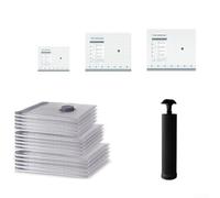 Homeponnew Juego de bolsas de almacenamiento al vacío aptas para viajes con bomba manual para comprimir ropa de cama y accesorios para ahorrar espacio y proteger artículos durante los viajes (15