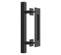 Homeponnew Juego de manijas cuadradas de acero negro de 12 pulgadas con tirador de dedo para puertas correderas de granero, almacén y puertas interiores rústicas o modernas, se adapta a 1 a 1-3/4