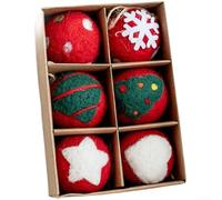 Homeponnew Kit de adornos navideños de fieltro, 36 colgantes verdes de copo de nieve y bola con cuerda de cáñamo, decoración navideña hecha a mano para árbol, regalos de manualidades para la familia