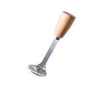 Homeponnew Machacador de patatas de acero inoxidable con mango de madera, herramienta de cocina manual para puré de patatas, zanahorias, verduras, fácil de limpiar y apto para lavavajillas