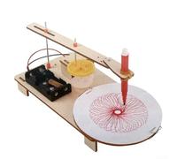 Homeponnew Máquina de dibujo eléctrica de madera para bricolaje, kit educativo STEM para niños y adultos, generador de arte elíptico ajustable con motor, requiere 2 pilas AA (22 x 12 x 9 cm)