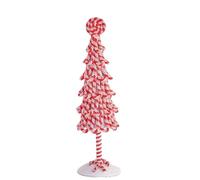 Homeponnew Mini decoración de árbol de Navidad con diseño de caramelos, adorno navideño de PVC rojo y blanco para mesa festiva, mantel o estante, pequeño, 36 x 10 cm