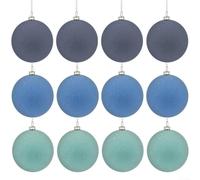 Homeponnew Paquete de 12 adornos navideños de terciopelo para árboles, elegantes bolas colgantes para elevar tu decoración de temporada (azul)