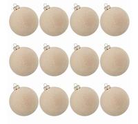 Homeponnew Paquete de 12 bolas redondas de terciopelo para árbol de Navidad de 6 cm, adornos colgantes para decoraciones navideñas en paredes, ventanas y chimeneas, rojo, verde, amarillo, café, vino