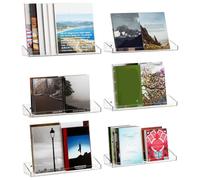 Homeponnew Paquete de 6 estantes de pared acrílicos con deflectores extraíbles, estantes flotantes transparentes para oficina en casa, instalación sin taladro, 15.2 x 4.2 x 2 pulgadas