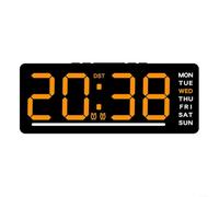 Homeponnew Reloj de pared digital con pantalla LED grande, lectura de temperatura de fecha y semana, interfaz USB, memoria de apagado fácil de leer, números para casa, oficina, escuela, hotel, tienda