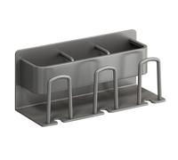 Homeponnew Soporte de aluminio para cepillo de dientes montado en la pared, organizador de baño con 3 ranuras para cepillos de dientes eléctricos, maquinilla de afeitar, peines, brochas de maquillaje