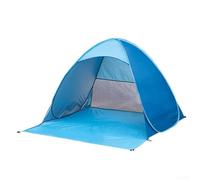 Homeponnew Tienda de campaña automática de playa con toldo de protección solar, poliéster resistente al agua y parte trasera de malla transpirable, bolsillos de arena y clavijas de acero para una