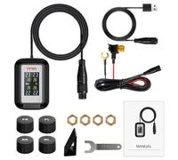 Homeponnew TPMS - Monitor de presión de neumáticos para automóviles con doble pantalla (dispositivo + aplicación), alimentación USB/12V ACC, IP67 impermeable, precisión de ± 0,1 bar