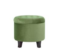 HomePop Kinfine USA Ottoman Kinfine Round Tufted Storage Velvet Funda de protección Negro