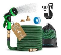 HOMEPROTEK Manguera Extensible 15m - Manguera Jardin con Pistola Riego de 9 Funciones - Manguera Jardin Enrollable para Riego de Jardin con Conectores de Latón de 1/2" y 3/4" Garden Hose